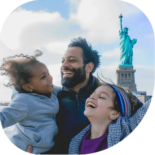 Family visiting the US from abroad