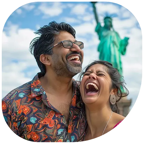 Happy tourists in paris